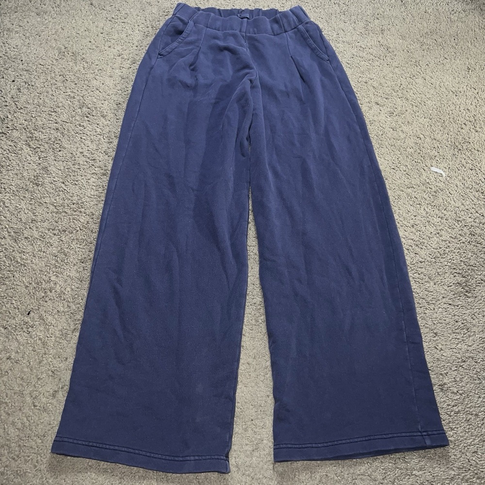 Aerie Pants Women Size Medium Wide Leg Faded Black Loungewear Baggy Comfort